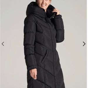 AMERICAN TALL X POINT ZERO LONG HOODED WOMEN'S TALL PUFFER JACKET IN BLACK